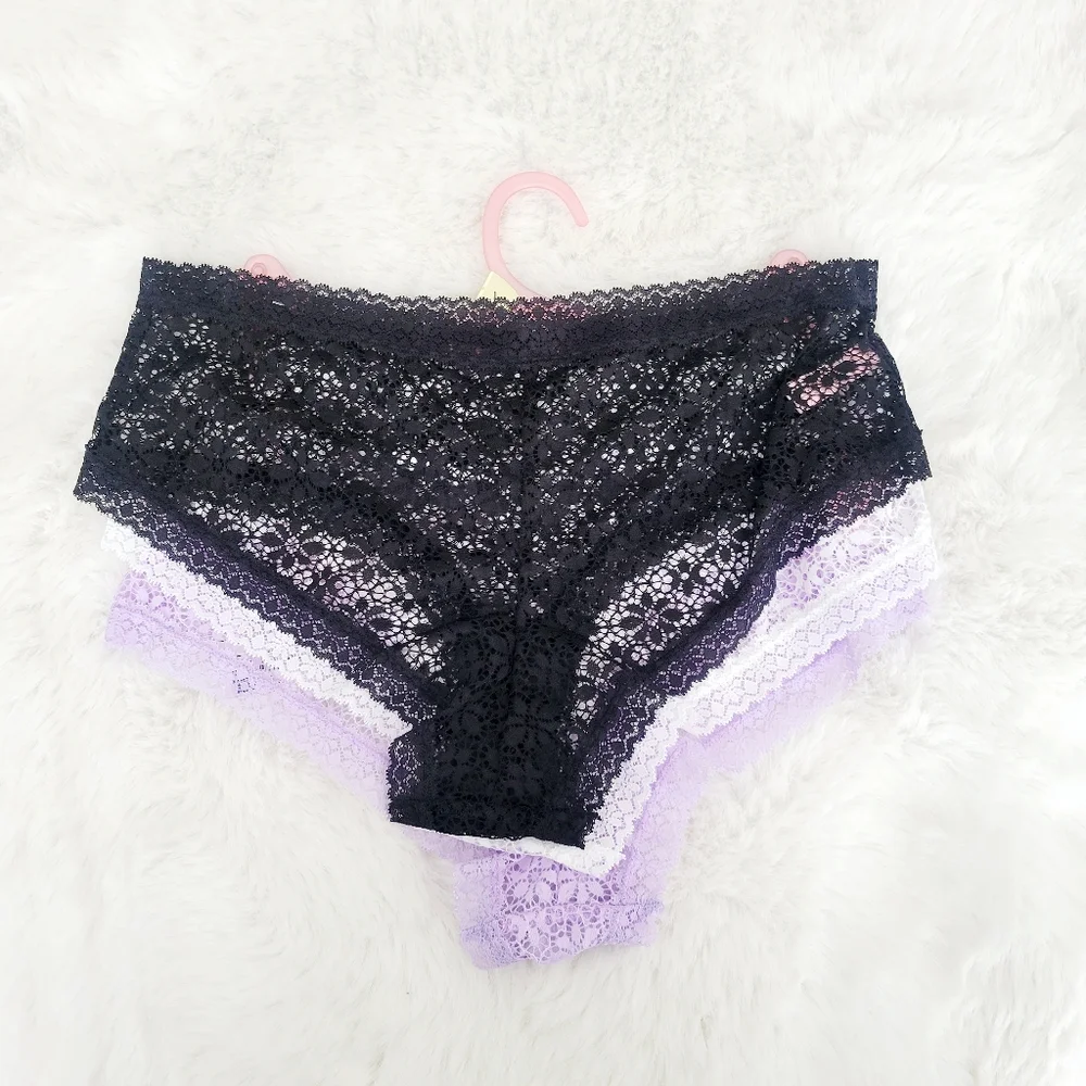 🪻JUICY COUTURE BRAND NEW 3-PACK LACE CHEEKY PANTIES SIZE L - Picture 3 of 5